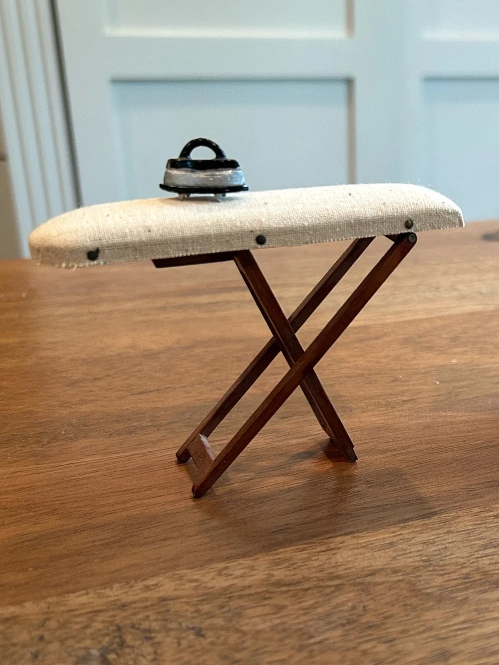 Vtg Sewing Machine & Folding Ironing Board with Iron, Dollhouse Furniture